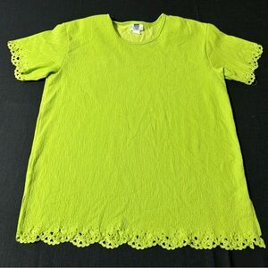 Lime Green Lace Trim Women's Top